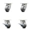 Service Caster 4 Inch Kingpinless Thermoplastic Rubber Wheel Swivel Caster Set with 2 Brakes SCC-KP30S420-TPRRD-2-SLB-2 - alternate 1